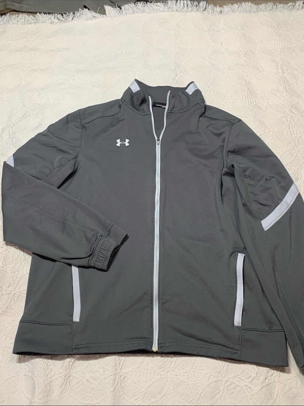Under Armour Gray and White Full-Zip Performance Jacket